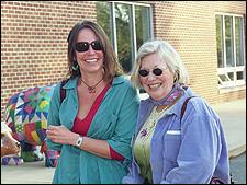 Artists - 2: Melissa (lft) and Barbara (rt) Strawser enjoy a mother/ daughter of celebration at the Bear Fever exhibit of their work. Melissa fashioned the Zuber Realty Bear; Barbara created the Herb Real Estate Bear.